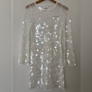 Collective the label ASOS Clear White Sequin dress Sheer Mini